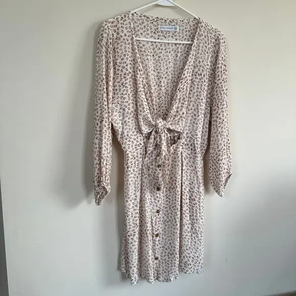 Faithfull The Brand Women MEDIUM Mini Dress Marigot Tie Front Azalea Floral Boho - Picture 7 of 12